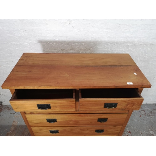 213 - An Indonesian solid teak chest of four short over four long drawers - approx. 130cm high x 105cm wid... 