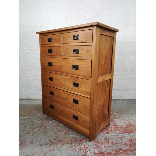 213 - An Indonesian solid teak chest of four short over four long drawers - approx. 130cm high x 105cm wid... 