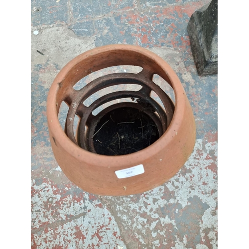 507 - A large terracotta chimney pot - approx. 61cm high