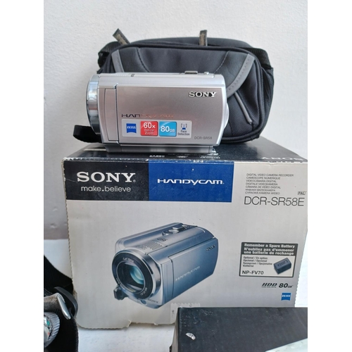 321 - A collection of digital camcorders to include Sony DCR-SR58E 80GB, cased Sony HDR-SR12E 10.2MP 120GB... 