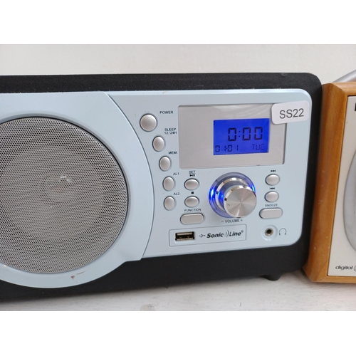 332 - Three items to include Pure Evoke-1S DAB radio, Pure One DAB radio etc.