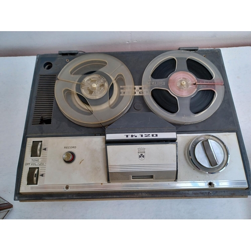 346 - Two vintage audio items, one Grundig TK120 reel to reel tape recorder and one Pergio two band portab... 