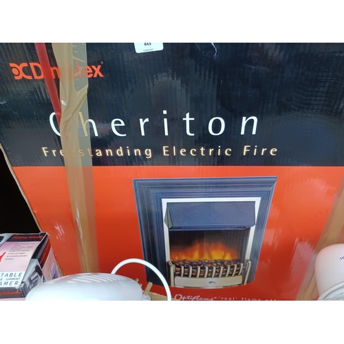 443 - A large collection of home electrical appliances to include boxed Dimplex Cheriton freestanding elec... 