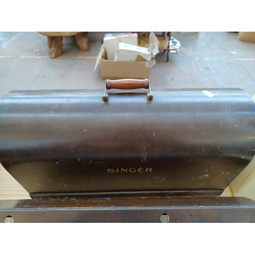 470 - A cased Singer manual sewing machine (serial number ED080891)