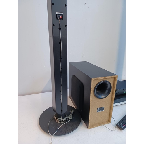 351 - A Samsung HT-TX25 DVD home cinema system comprising DVD player, centre speaker, subwoofer, pair of f... 