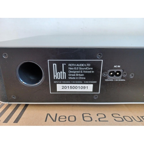 357 - A boxed Roth Neo 6.2 SoundCore bluetooth sound system with remote control and instruction manual.