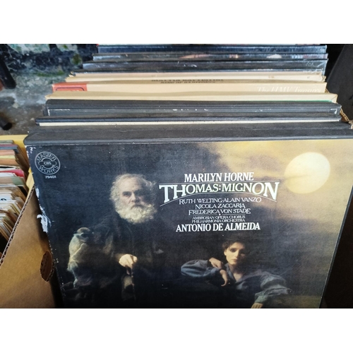 381 - Two boxes of classical vinyl records, one 7