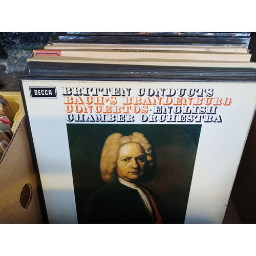 381 - Two boxes of classical vinyl records, one 7