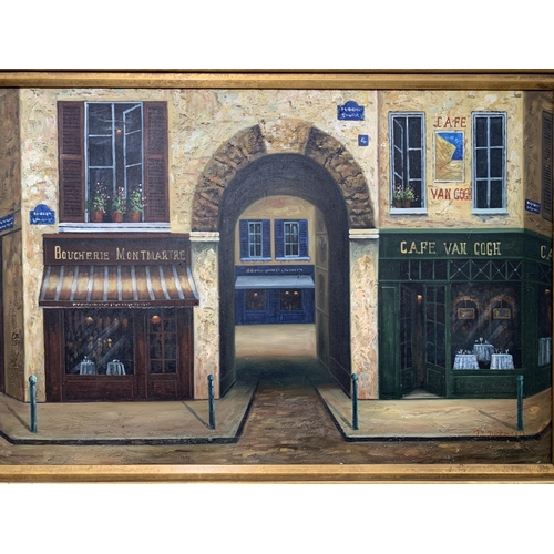 255 - A framed oil on canvas of a French scene signed D. Dickinson - approx. 107cm wide x 77cm high