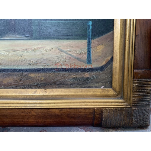 255 - A framed oil on canvas of a French scene signed D. Dickinson - approx. 107cm wide x 77cm high