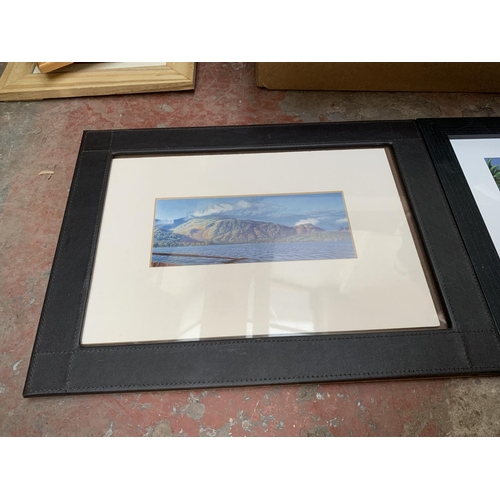 260 - Two boxes containing various framed pictures and prints to include watercolour titled 'The House On ... 