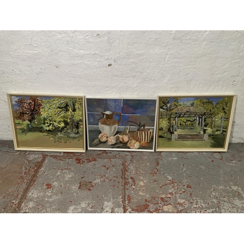 261 - Three framed Susan L. Bishop watercolours, largest approx. 68cm wide x 54cm high