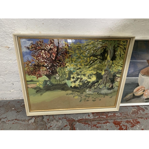 261 - Three framed Susan L. Bishop watercolours, largest approx. 68cm wide x 54cm high