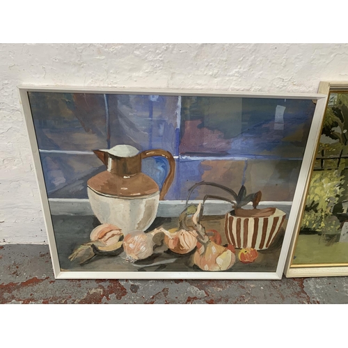 261 - Three framed Susan L. Bishop watercolours, largest approx. 68cm wide x 54cm high