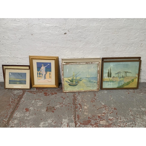 262 - Eight various framed prints and pictures to include Carl Howarth original pastel painting - approx. ... 