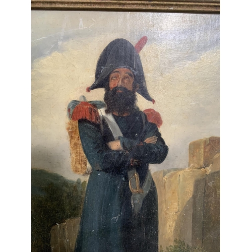 274 - A 19th century gilt framed portrait oil on board of a soldier - approx. 43cm high x 35cm wide