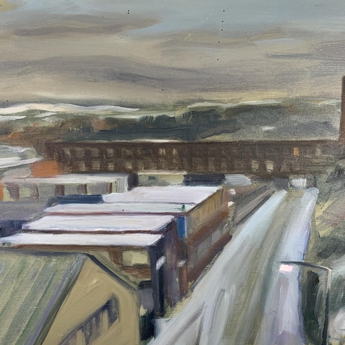 290 - A framed oil on board titled 'Pioneer Mill, Radcliffe 1' by Northern artist John Pegg - approx. 48cm... 