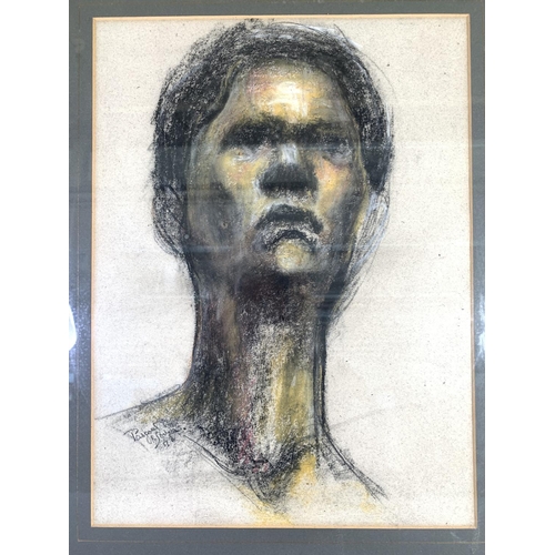 298 - A mid 20th century framed oil pastel portrait signed lower left Pascoal de Souza and dated 1953 - ap... 