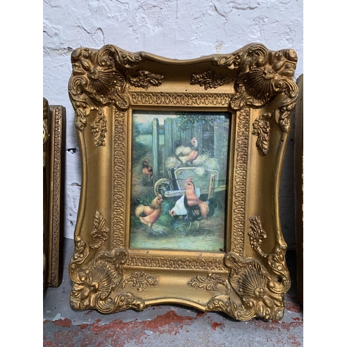 303 - Five 19th century gilt framed oleographs - largest approx. 31cm wide x 26cm high