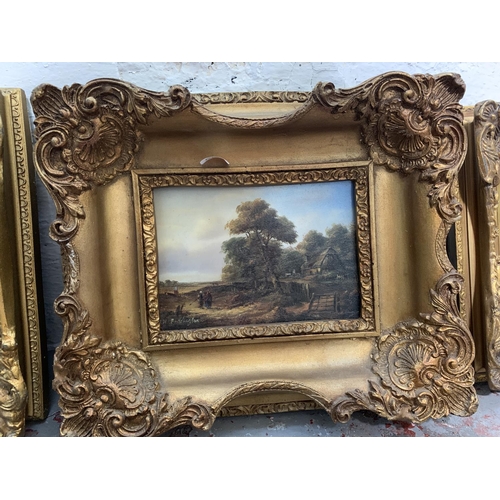 303 - Five 19th century gilt framed oleographs - largest approx. 31cm wide x 26cm high