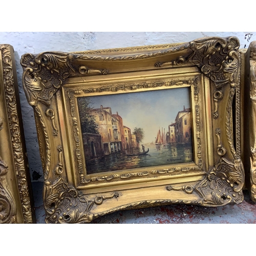 303 - Five 19th century gilt framed oleographs - largest approx. 31cm wide x 26cm high