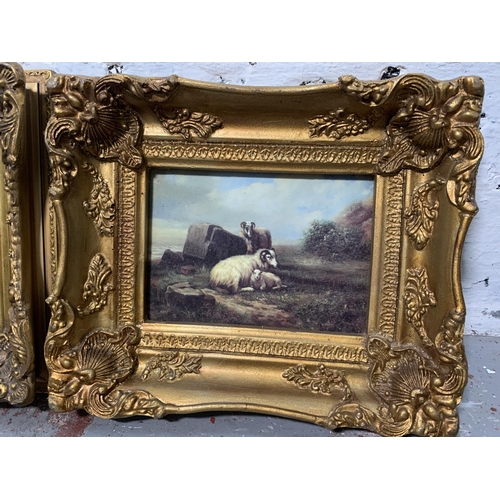 303 - Five 19th century gilt framed oleographs - largest approx. 31cm wide x 26cm high