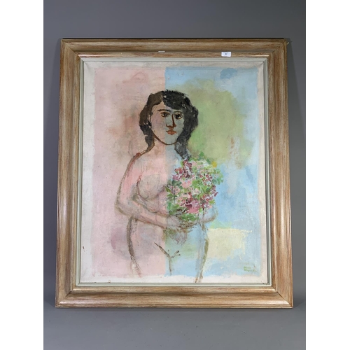 307 - A mid 20th century Stella Steyn (1907-1987) framed, signed and dated 1952 oil on canvas of a girl wi... 