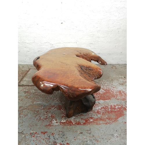 12 - An unusual burr walnut tree slice coffee table - approx. 42cm high x 98cm wide x 148cm long