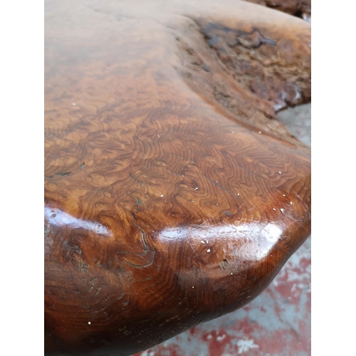 12 - An unusual burr walnut tree slice coffee table - approx. 42cm high x 98cm wide x 148cm long