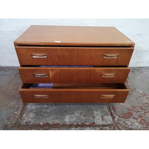 129 - A G Plan Fresco teak chest of three drawers - approx. 54cm high x 81cm wide x 46cm deep