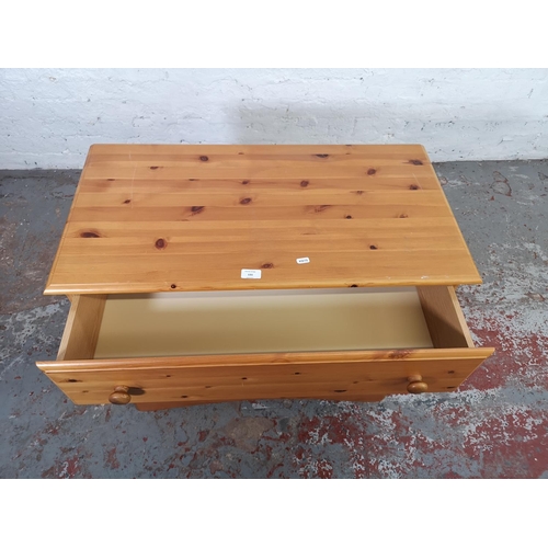 131 - A modern pine chest of three drawers - approx. 70cm high x 84cm wide x 43cm deep