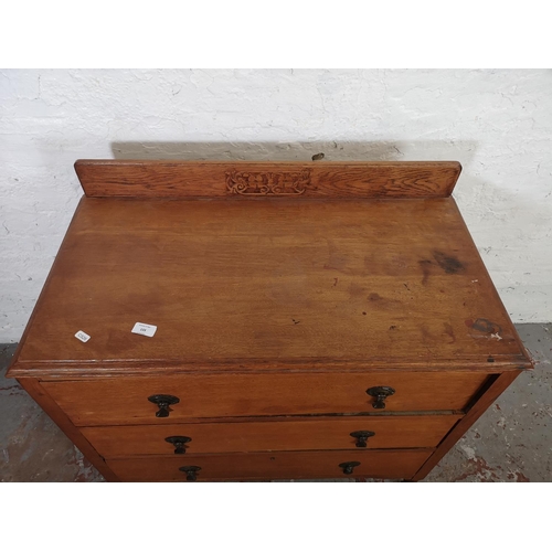 133 - A 1930s oak chest of three drawers - approx. 86cm high x 84cm wide x 44cm deep