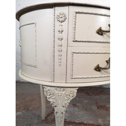 135 - A French style white painted kidney shaped dressing table - approx. 74cm high x 130cm wide x 51cm de... 