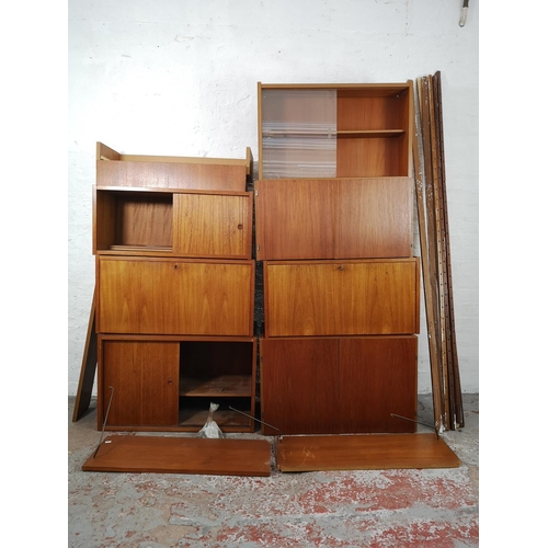 14 - A 1960s Danish PS System teak modular wall system