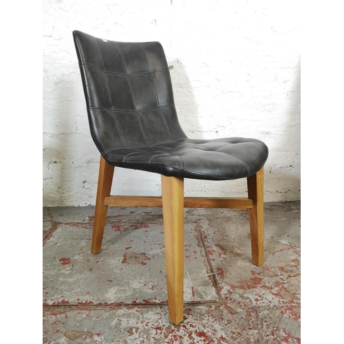 145 - A set of six B-Seated grey leatherette and oak dining chairs