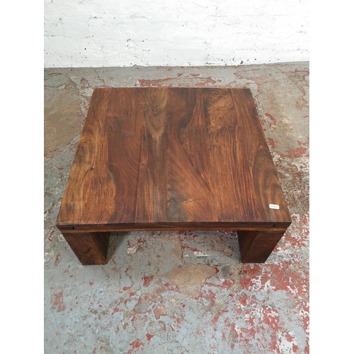 156 - Two Indian sheesham wood coffee tables, one rectangular - approx. 42cm high x 49cm wide x 100cm long... 