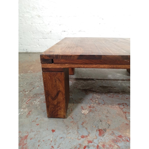 156 - Two Indian sheesham wood coffee tables, one rectangular - approx. 42cm high x 49cm wide x 100cm long... 