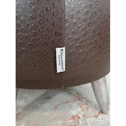 170 - A pair of Italian A Salon Ambience brown leatherette circular stools - approx. 44cm high x 48cm diam... 