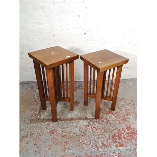 195 - Two Indonesian solid teak side tables, largest approx. 76cm high x 35cm square