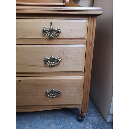 203 - An Edwardian satinwood dressing chest with two short drawers, two long drawers and upper mirror - ap... 