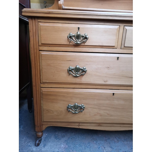 203 - An Edwardian satinwood dressing chest with two short drawers, two long drawers and upper mirror - ap... 