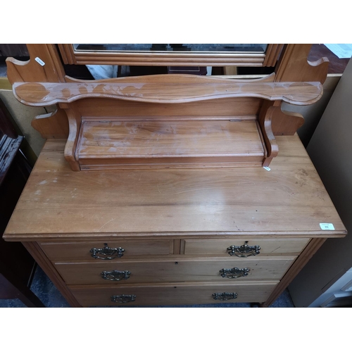 203 - An Edwardian satinwood dressing chest with two short drawers, two long drawers and upper mirror - ap... 