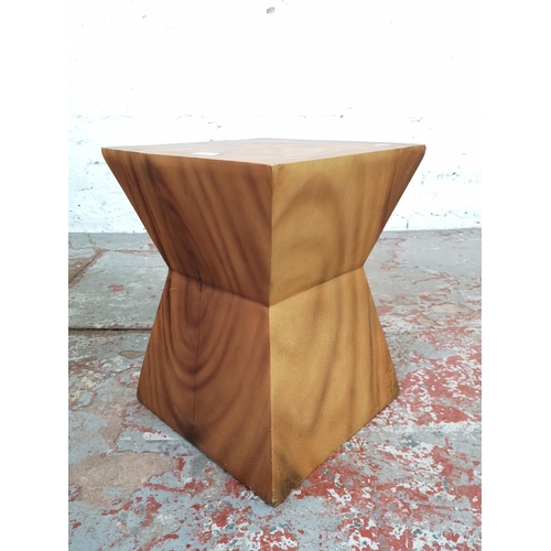 210 - A pair of Indonesian solid teak side tables - approx. 44cm high x 34cm square