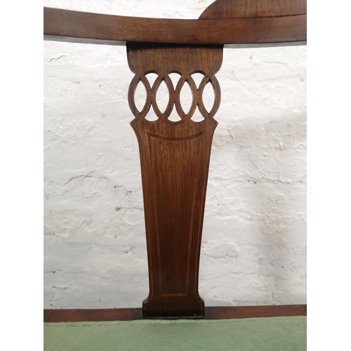 61 - An Edwardian inlaid mahogany corner chair - approx. 80cm high x 64cm wide x 58cm deep