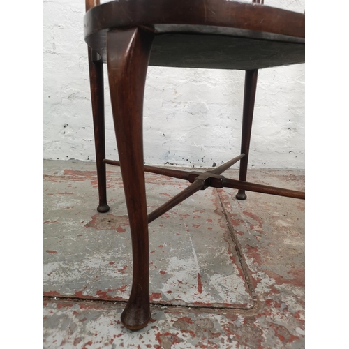 61 - An Edwardian inlaid mahogany corner chair - approx. 80cm high x 64cm wide x 58cm deep