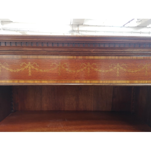 63 - An Edwardian style inlaid mahogany free standing bookcase with four shelves - approx. 182cm high x 9... 