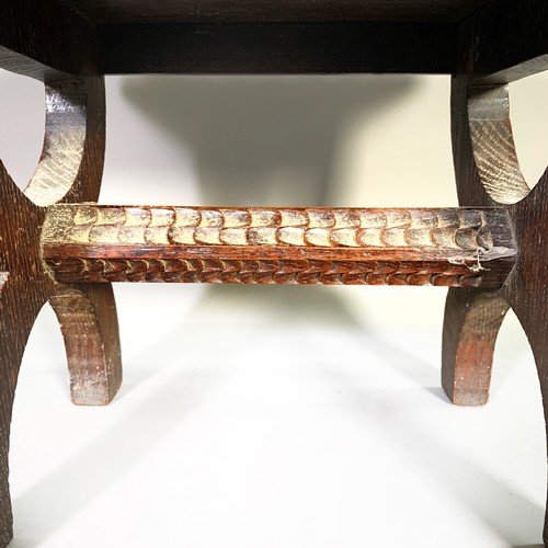 1374 - A Middle Eastern carved oak stool - approx. 23cm high x 30cm wide x 25cm deep