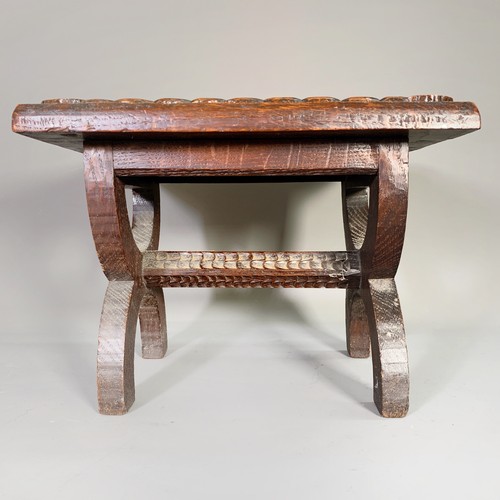 1374 - A Middle Eastern carved oak stool - approx. 23cm high x 30cm wide x 25cm deep