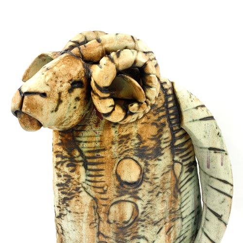 1132 - A Jan Beeny ceramic sculpture of a ram with impressed makers mark to base - approx. 40cm high