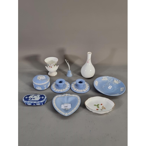 1209 - A collection of Wedgwood to include seven pieces of pale blue Jasperware, 19th century cobalt blue J... 